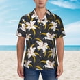 thumbnail image 2 of Fuzoiu Lilies Flowers Print Hawaiian Shirt for Men, Summer Beach Casual Short Sleeve Button Down Shirts, Men’s Beach Summer Shirts with Pocket,X-Large, 2 of 7