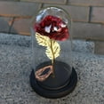 thumbnail image 3 of Artificial Gold Foil Rose Flower And LED Light String In Glass Dome On Wooden Base The Best Gift For Women(Battery Not Included), 3 of 10
