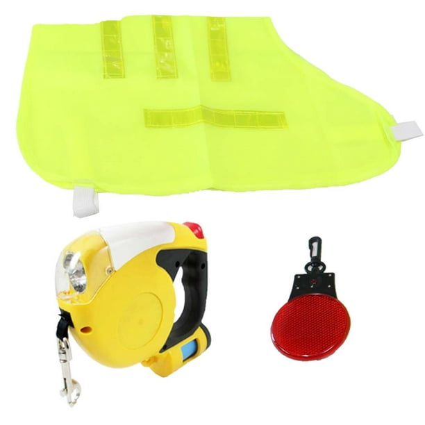 Dogwalking Kit Reflective Pet Vest Size Large, Retractable LED Leash