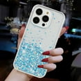 thumbnail image 6 of Luminous Case for iPhone 12 Pro Max, Glow in the Dark Fluorescent Glitter Case for Women Girls, Bling Sparkle Lightweight Slim Shockproof Protective Phone Cover for iPhone 12 Pro Max, Blue, 6 of 6