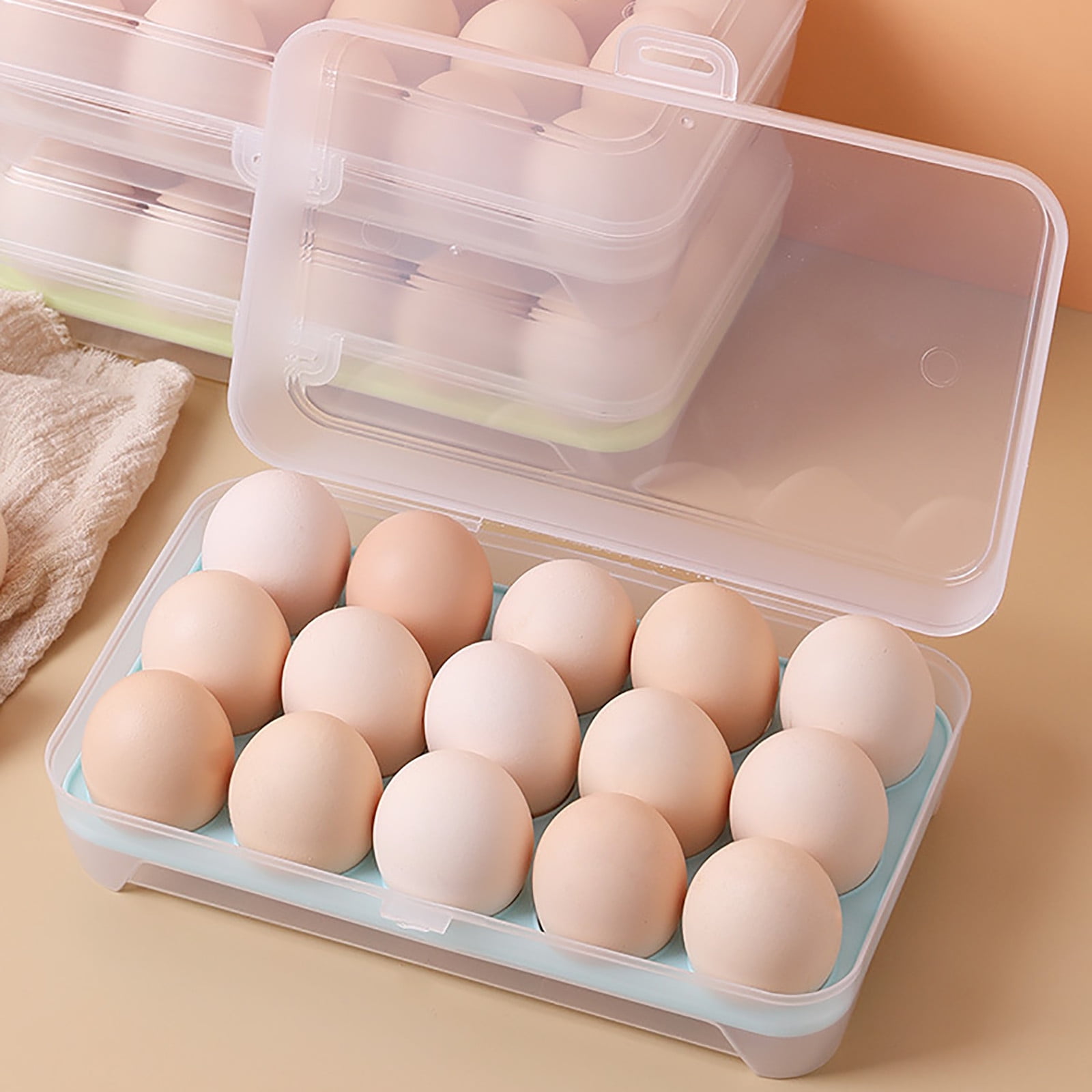 Kingtowag Large Capacity Egg Holder for Refrigerator Egg Fresh Storage Box for Fridge Egg Storage Container Organizer Clear Plastic Storage Container, 1X Egg Carton