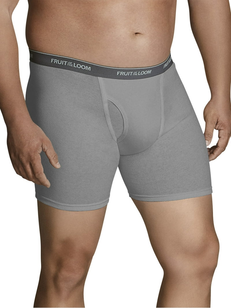 Fruit of the Loom Big Men's Black and Gray Boxer Briefs, 2 Pack