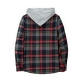 thumbnail image 3 of Veste à Carreaux pour Hommes--Chemise en Flanelle Doublée avec Boutons devant et Capuche Attachée pour Hommes Soulignée par un Vêtement d'Extérieur Confortable et un Style Décontracté Polyvalent, 3 of 6