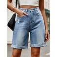 thumbnail image 5 of OYYN Women's Jean Shorts Y2K High Waist Baggy Wide Leg Denim Shorts Rolled Cuff Distressed Jorts for Summer Streetwear, 5 of 6