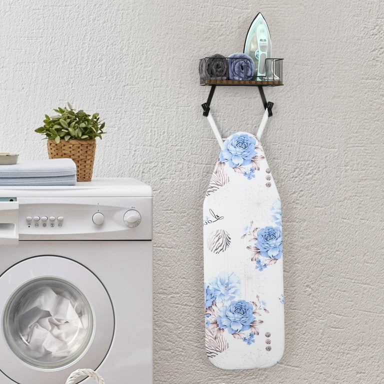 Wall Mounted Ironing Board Hanger for T-Leg and Y-Leg with Storage