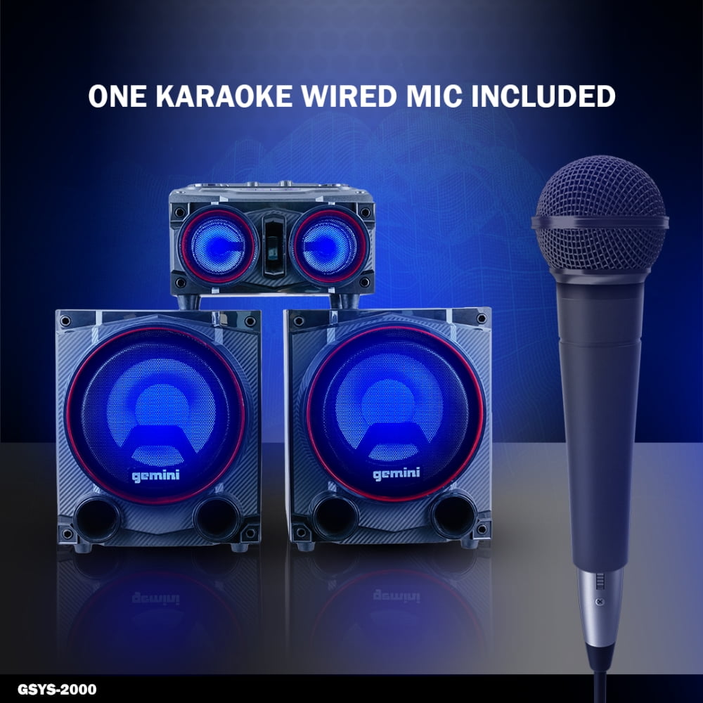 Gemini Sound GSYS-2000 Bluetooth LED Party Light Stereo System and Home Theater Audio System with 2000W Watts Bookshelf Speakers, Dual 8