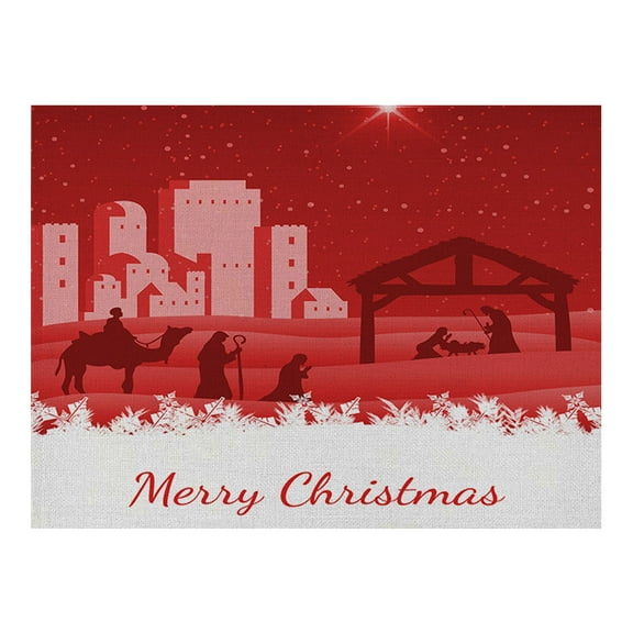 THLKIF Christmas Placemats Christmas Red and White Snowflake Table Mats Winter Place Mat Washable Xmas Winter Holiday Table Decoration for Indoor Outdoor Party Kitchen Dining Table (8.27*12.6in)