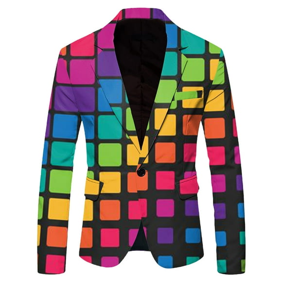 Mens Fashion Leisure Carnival Prom Jackets for Men Printed Pocket Suit Plaid Suits for Men Suit Men Mens Linen Suit Tuxedo Pants for Men