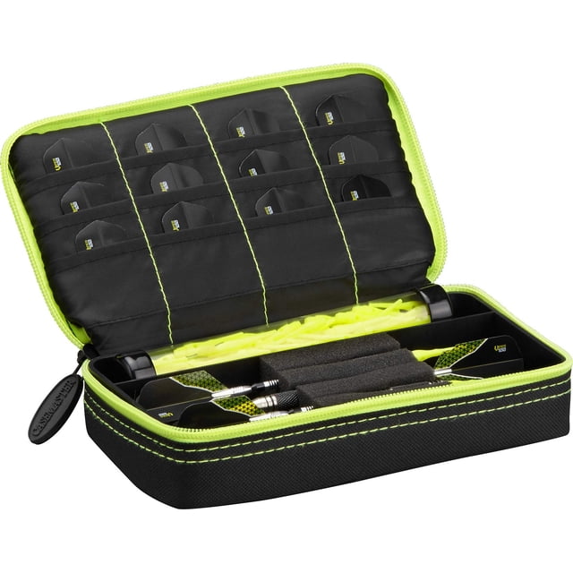 Funda para dardos Casemaster Plazma negra con borde amarillo