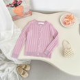 thumbnail image 5 of larppty Teen Sweaters for Girls Button Down Long Sleeve Crewneck Cable Knit Cardigan Fall School Uniform Sweatshirts (Pink,3-4 Years), 5 of 5