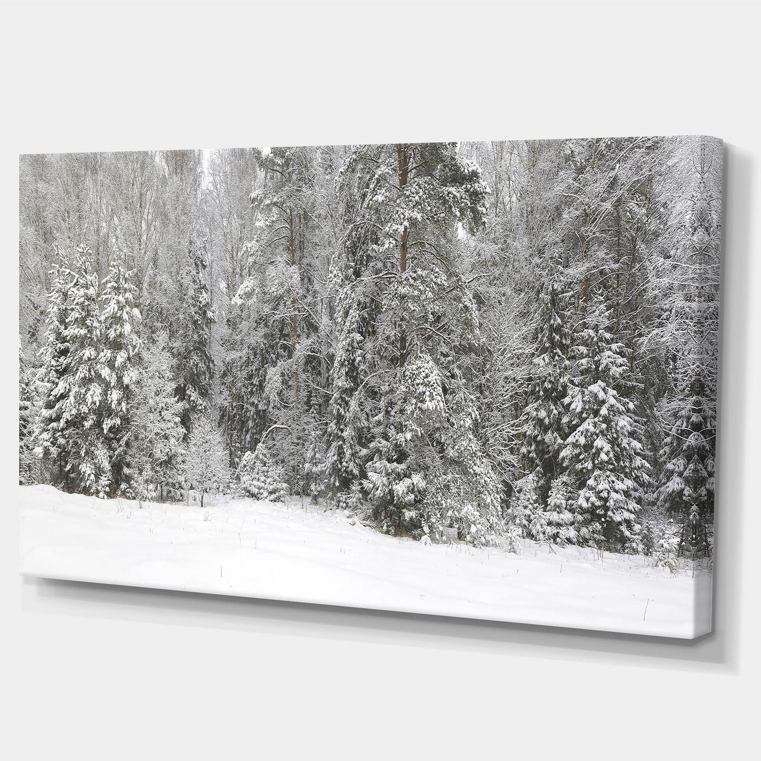 Designart Foggy Winter Forest Panorama Canvas Wall Art