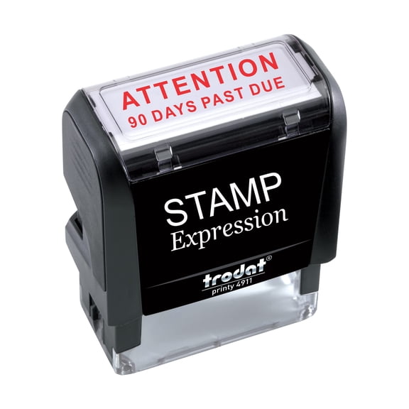 StampExpression - Attention 90 Days Past Due Office Self Inking Rubber Stamp - Red Ink (A-5212)