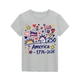 thumbnail image 3 of CCRFTGI 4th of July Tops for Kids Girls 10-12 Short Sleeve Happy 250th Anniversary 1776-2026 Summer Patriotic Tunic Blouses Independence Day Girls Clothes Tops Light Gray 5-6 Years, 3 of 4