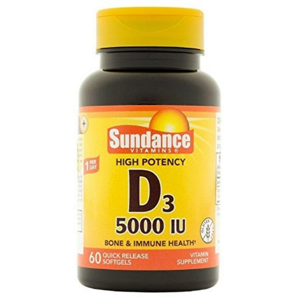 2 Pack Sundance Vitamin D3 5000 IU Tablets, 60 ea