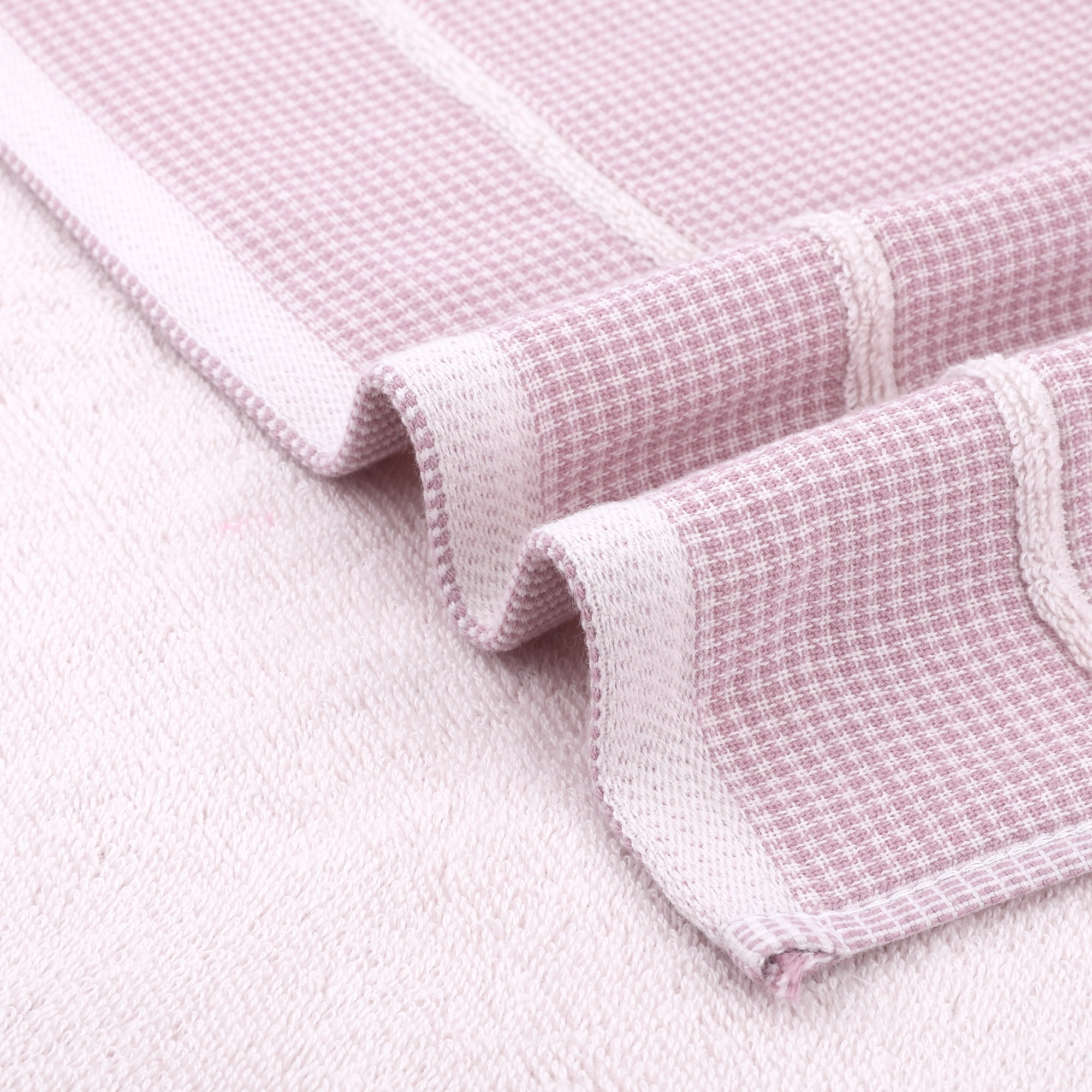 Unique Bargains Striped Decorative Hand Towel Set Cotton Face Towels Pink 4-Piece