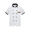 thumbnail image 1 of (White-M)Wharick Unisex Short Sleeves Stand-up Collar Chef Coat Jacket Kitchen Cook Work Top, 1 of 5