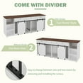 thumbnail image 3 of NARTRU Large Dog Crate Furniture with Sliding Door, 86.6" Wooden Double Dog Crate Kennel Furniture with Open Shelves Drawers and Divider, 3 of 8