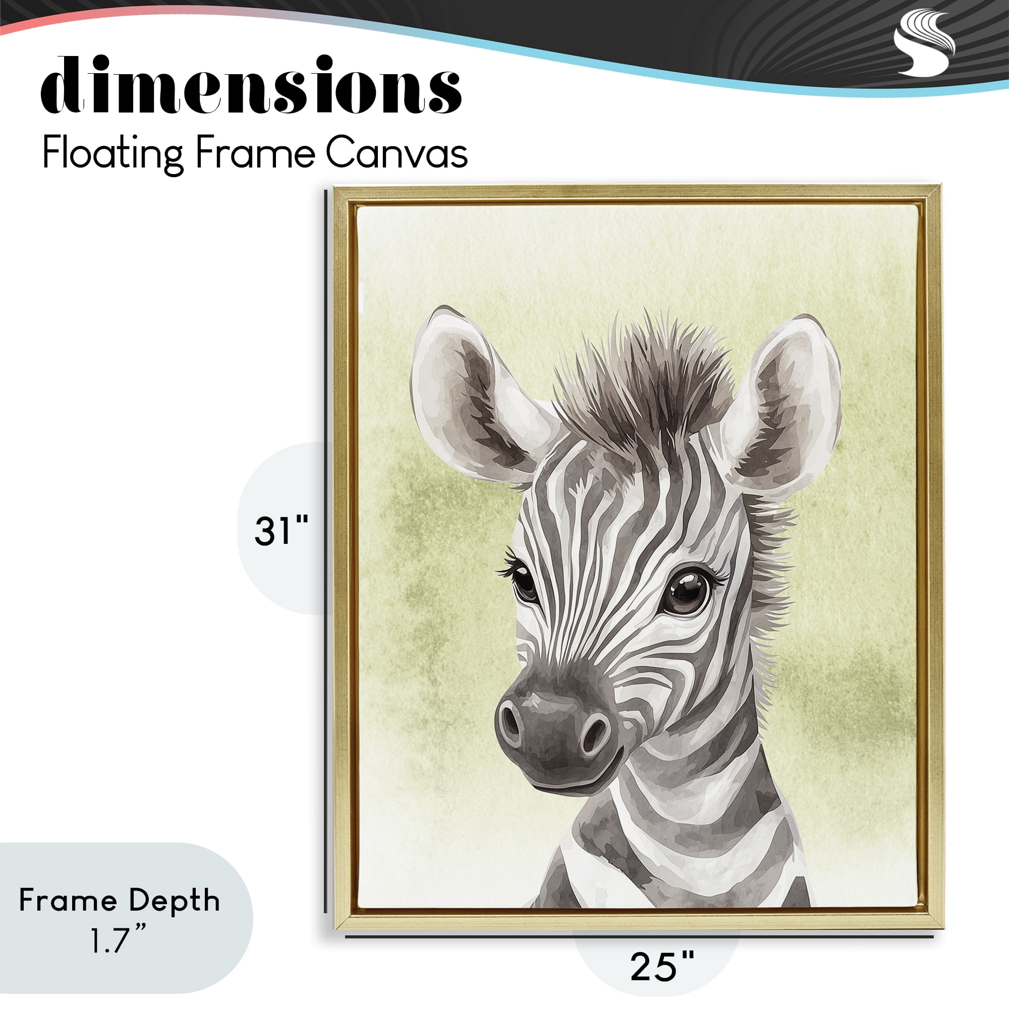 Stupell Industries Jungle Friends Baby Zebra Gold Framed Floater Canvas Wall Art, design by Christine Simpson Art
