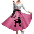 thumbnail image 4 of Robes pour Femmes 1950 Caniche Manches Courtes Col en V Mode Longues Longueurs Grande Taille Robe Rose Vif TTG, 4 of 4