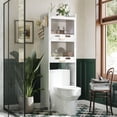 thumbnail image 1 of Muebles para Baño, Estantería de 3 Niveles Metálicas Mueble para Inodoro, con Puerta magnética, Estante para Baño, Adapta a la mayoría de los Inodoros, Blanco 60 W X 25 D X 166 H cm, 1 of 9