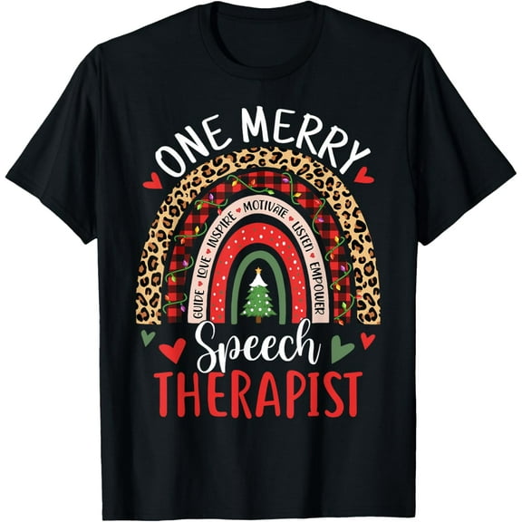 Speech Therapy Rainbow Christmas Speech Language Pathologist T-Shirt