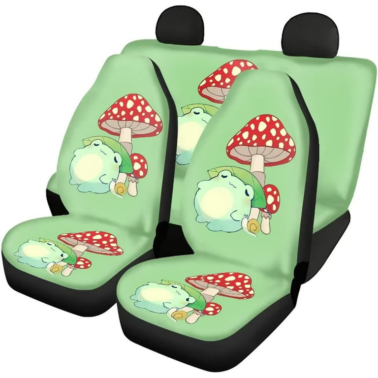 Pzuqiu Mushroom Snail Automotive Seat Covers Full Set Front and Rear 4Pcs  Car Seat Cover for Women Universal Fit for SUV Sedan Van Truck Car Fabric