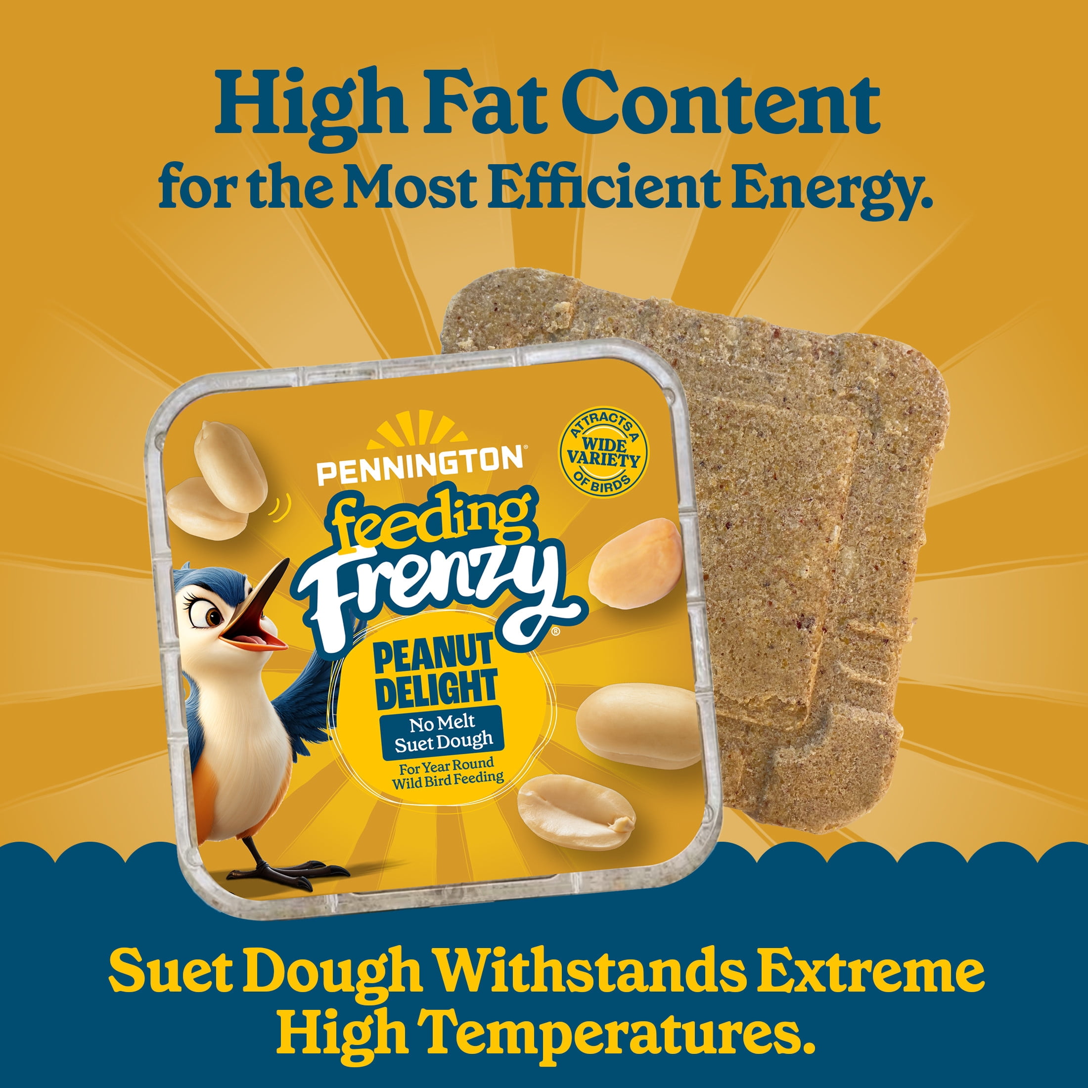 Pennington Feeding Frenzy Peanut Delight Value Pack, 8 Suet Cakes, Fresh Wild Bird Food, 8 Pack, Fresh