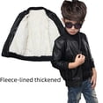 thumbnail image 2 of Abrigo de cuero para niños, otoño e invierno, abrigo grueso y cálido con forro polar, chaqueta de cuero PU para niños medianos y grandes, primavera y otoño, 2 of 5