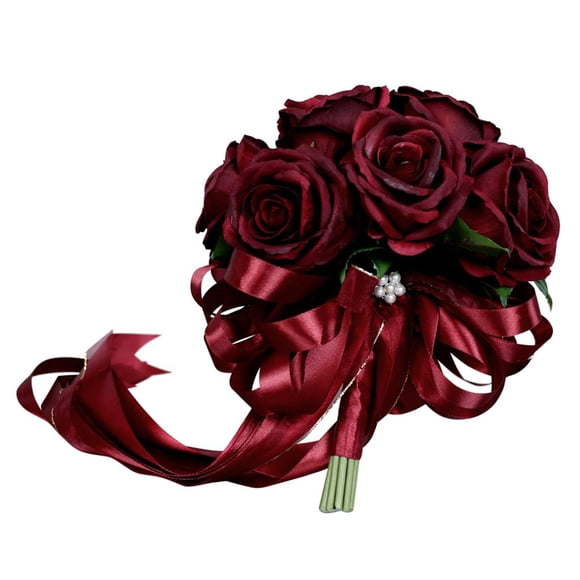 Rómantico Rosa Flor Boda Nupcial Ramillete Mano Envasando Vino Rojo