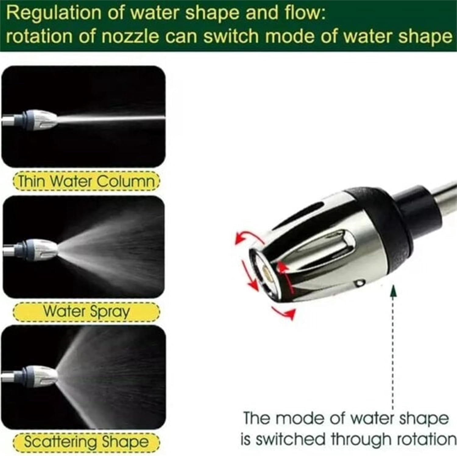 Pressure Washer, Cordless Pressure Washer with Spray Nozzle, 360° Rotating for Three Spray Modes,Fits Almost Any Garden Hose
