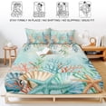 thumbnail image 5 of Twin XL Size Fitted Sheet Set - Ocean Starfish Seaweed 2 Piece Bedding Sets 16" Deep Pocket Fitted Sheet with 1 Pillowcases, Summer Coastal Beach Shell Coral Teal Brushed Microfiber Hotel Bed Sheets, 5 of 9