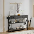 thumbnail image 2 of 47" Entryway Table, Lofka Console Table Sofa Table with 3 Drawers, 3 Tier Storage Shelves, Fabric Bag, Black, 2 of 8