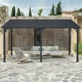 thumbnail image 5 of JOIVI 10' x 14' Outdoor Lean to Gazebo, Hardtop Wall Mounted Gazebo with Sloping Roof, Awnings for Patio with All-Iron Frame, Pergolas for Patio, Backyard, Deck, 5 of 8