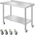 thumbnail image 1 of Table de Travail en Acier Inoxydable Robuste 48x24 Po avec Tablette Inférieure Réglable et Roulettes, Table de Préparation Commerciale pour Cuisine, Garage et Maison, 1 of 7