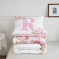 thumbnail image 5 of Erosebridal Pink Rose Bedding Twin Comforter Set, Initial R Letter Down Comforter, Cartoon Decor, Reversible 2 Pieces, 5 of 8