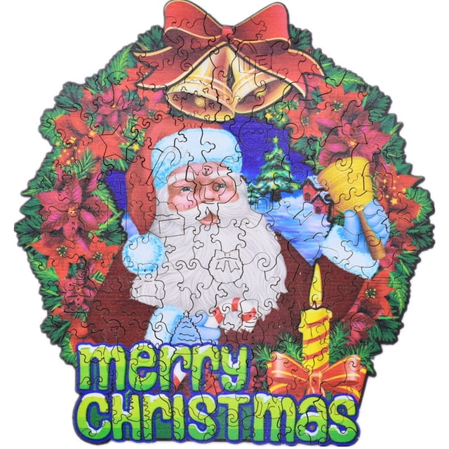 Madera De Papá Noel 3D De Navidad Para Adultos Niños Rompecabezas De Madera De Forma Única Regalo De Cumpleaños De Navidad Para Niños sonducket HA046584-03