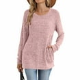 thumbnail image 3 of BLVB Long Sleeve Shirts for Women Crewneck Tunic Sweaters Loose Fit Dressy Ribbed Knit Tops with Pockets Fall Fashion, 3 of 5