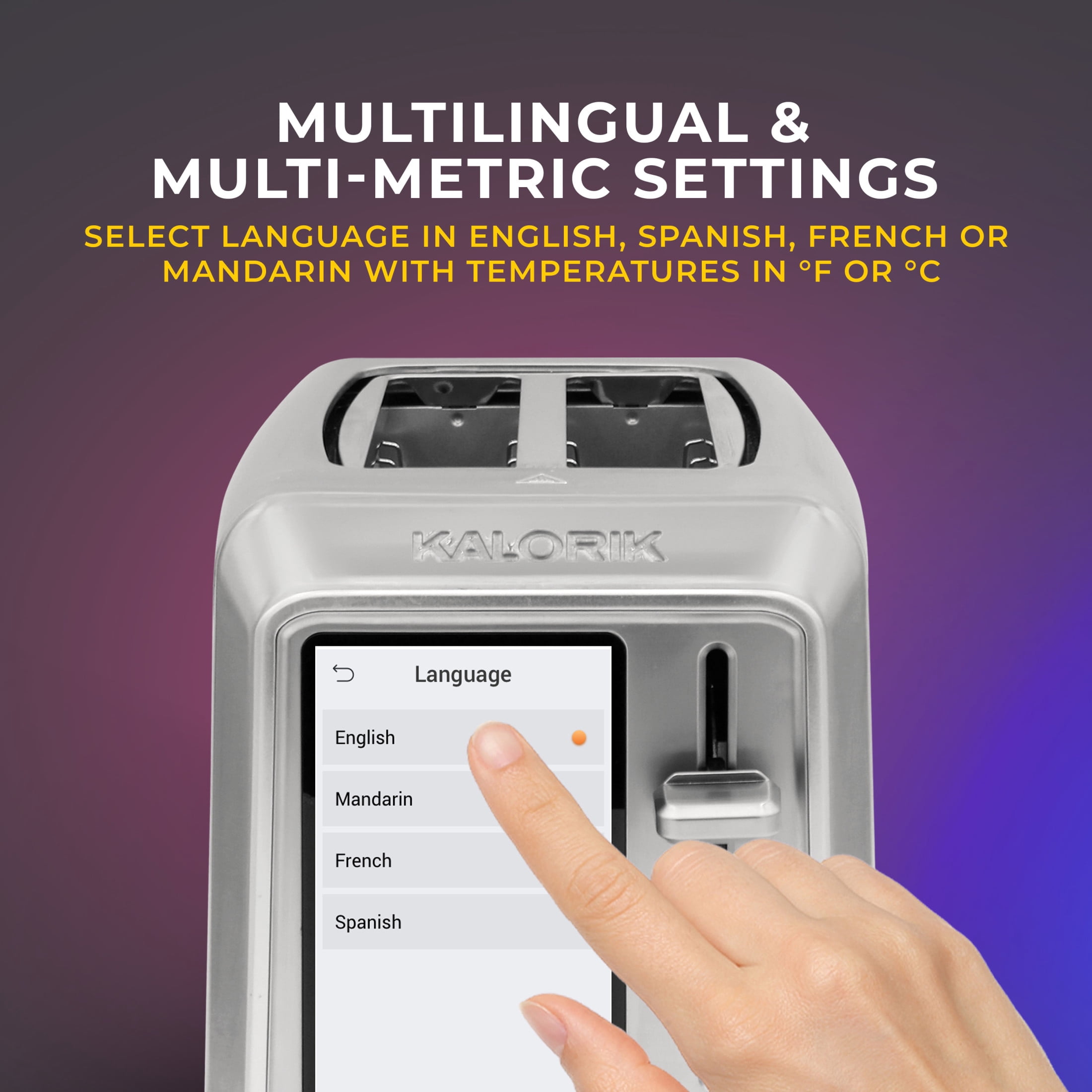 Kalorik® Vivid™ Touch 2-slice Toaster with High Resolution Touchscreen, in Stainless Steel (TO52622SS)