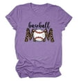 thumbnail image 1 of T-shirt Décontracté pour Femmes à Manches Courtes Uni avec Imprimé de Baseball, Col Rond, Hauts Imprimés, 1 of 1