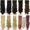 thumbnail image 2 of LELINTA Women 24" Long Curly Full Head Clip in Synthetic Hair Extentions 8 Piece 18 Clips Black Brown Blonde, 2 of 6