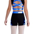 thumbnail image 2 of Haitryli Kids Girls Dance Shorts Metallic Bow Rhinestone Shorts For Gymnastics Ballet Dance Stage Performance Outfits Blue 12, 2 of 5