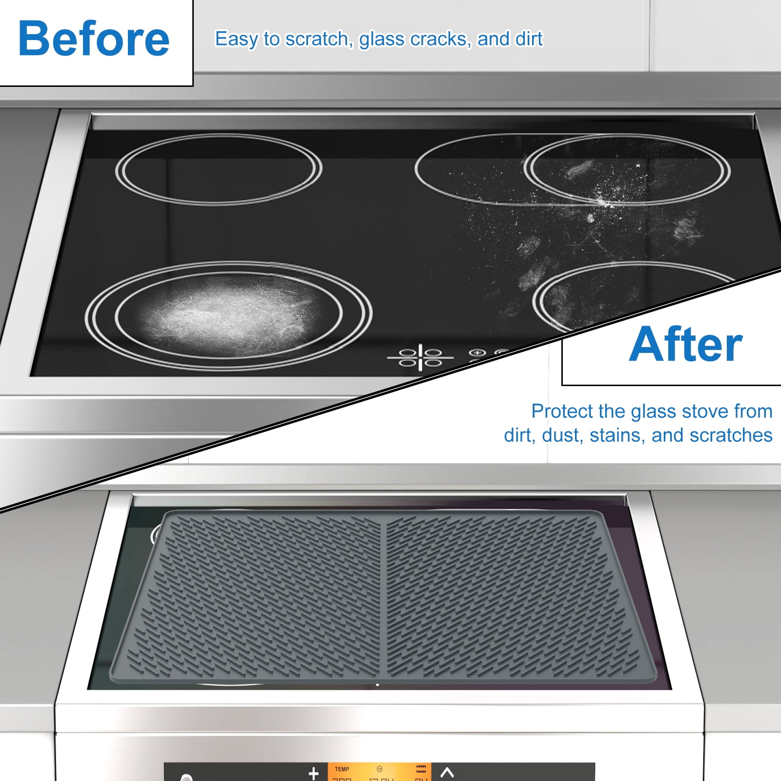 Lzvxtym Stove Top Cover, Silicone Stove Top Cover Heat Resistant Glass Stove Mat for Electric Stove, 28×20 Inch, Dark Gray