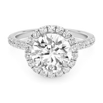 AFFY Round Halo Engagement Rings For Women, 2.70 Carat (ctw) Lab Created Moissanite Promise Rings For Her In 10k Solid White Gold | VVS1 Quality Ring Size-5