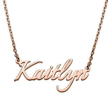 Personalized Planet Women's Rose Gold Plated Petite Script Nameplate Necklace