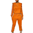 thumbnail image 2 of Akmipoem Women 2 Piece Outfits Sets Striped Ruffle Trackpants Tracksuit Jogging Suits, 2 of 5