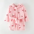 thumbnail image 2 of Boys Robes Children's Long Sleeved Flannel Hooded Robe with Pockets Warm Pajamas Homewear Bathrobe Toddler Robes Pink 5 Years-6 Years, 2 of 4