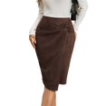 thumbnail image 2 of Suede Skirts for Women High Waist Wrap Midi Skirt Office Casual Twist Knot Skirts, XL, 2 of 8