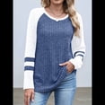 thumbnail image 4 of Sudadera de Larga para Mujer, con Bloques de Color, Informal, para Otoño. Azul M, 4 of 7