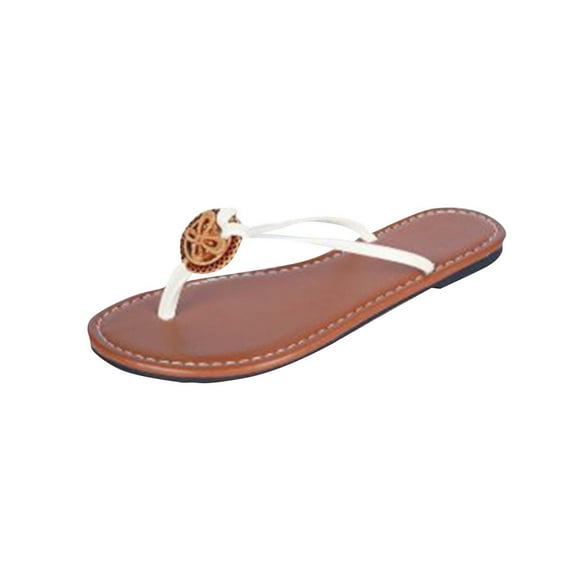 Women's Metal Decor Flip Flops Thong Sandals Comfortable Slip on Summer Dressy Shoes Women's Fashionable Casual All-Match Outdoor Flat Spring And Summer New Roman Flip-Flop Sandals