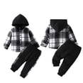 thumbnail image 3 of Popvcly Toddler Baby Boy Clothes Long Sleeve Hoodie Outfits Plaid Flannel Shirt Top Sweatpants Fall Winter Clothing 3M-5T, 3 of 9